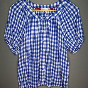 Jane and Delancey Blue and White Gingham Blouse